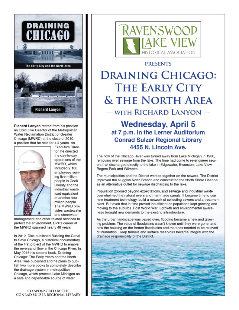 Draining Chicago, Wednesday, April 5, 7:00 p.m., Conrad Sulzer Regional Library, 4455 N. Lincoln Ave.