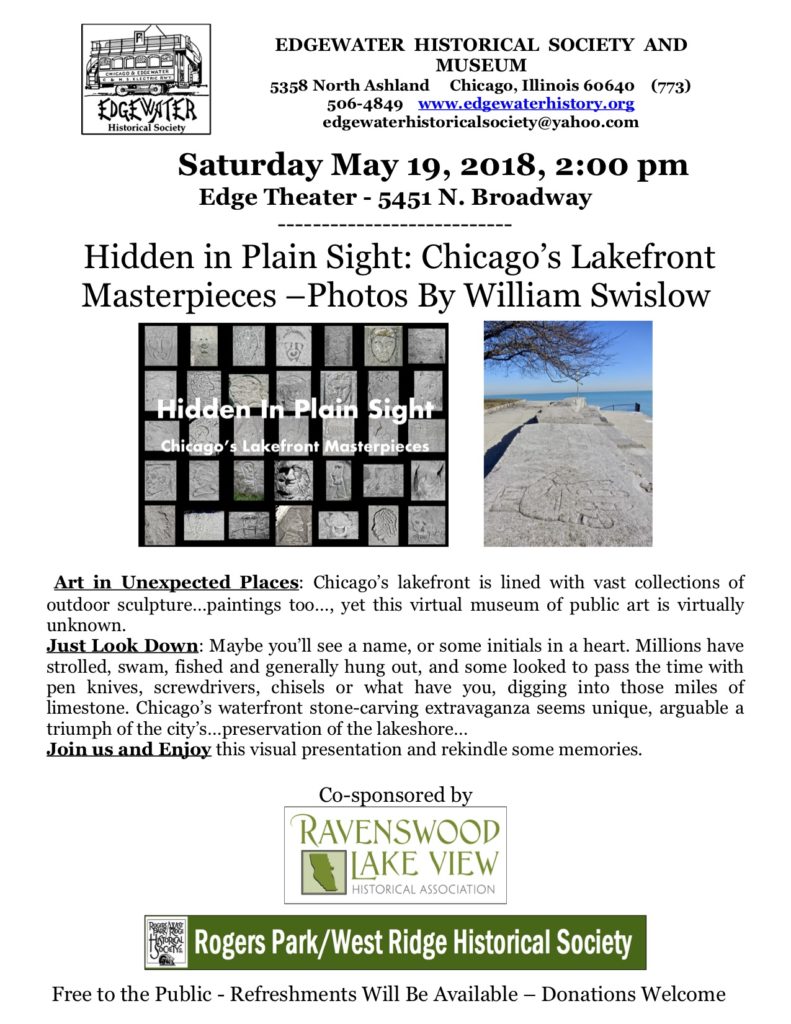 Hidden in Plain Sight: Chicago's Lakefront Masterpieces - Saturday May 19, 2pm - Edge Theater, 5451 N. Broadway